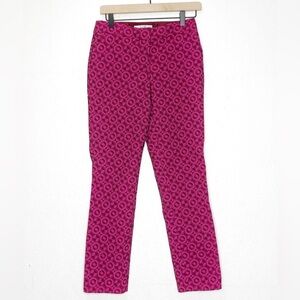 Boden Geometric Print Bistro Pants Size 2P Fuchsia Purple Retro Print